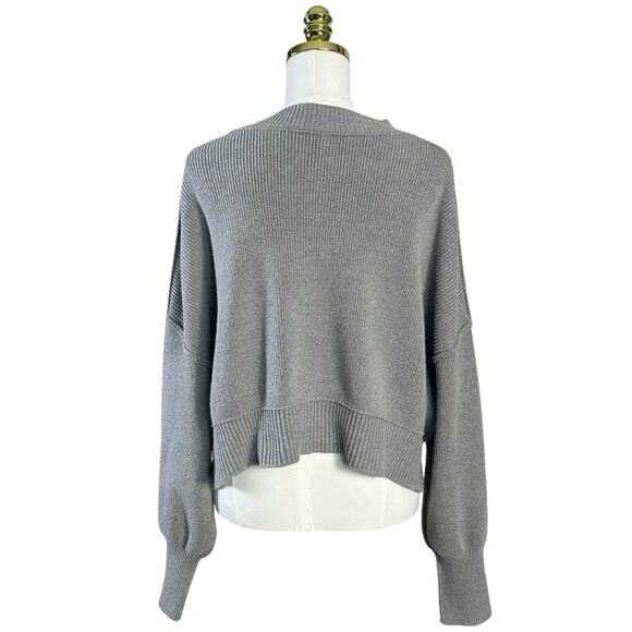 Free People Easy Street Crop Pullover Sweater in Grey Size Large Preppy Fall - Picture 8 of 14